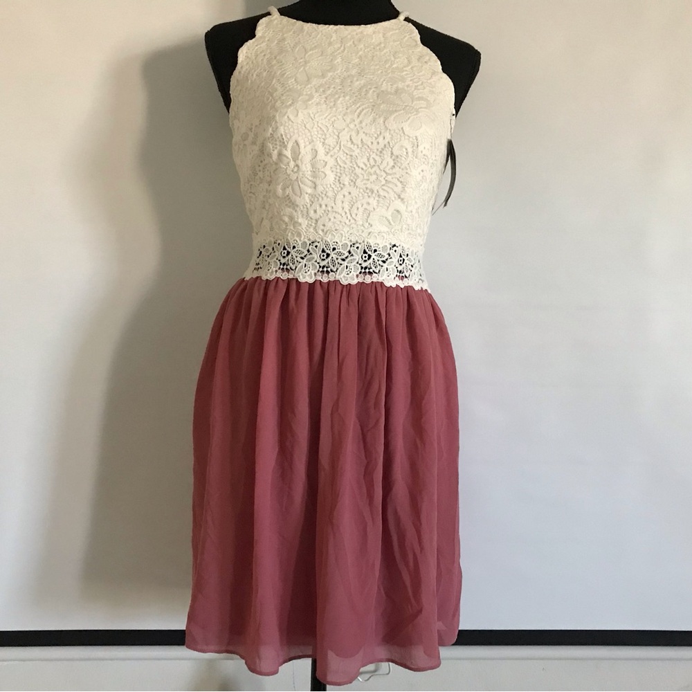 BCX Crochet Dress Pink/Cream